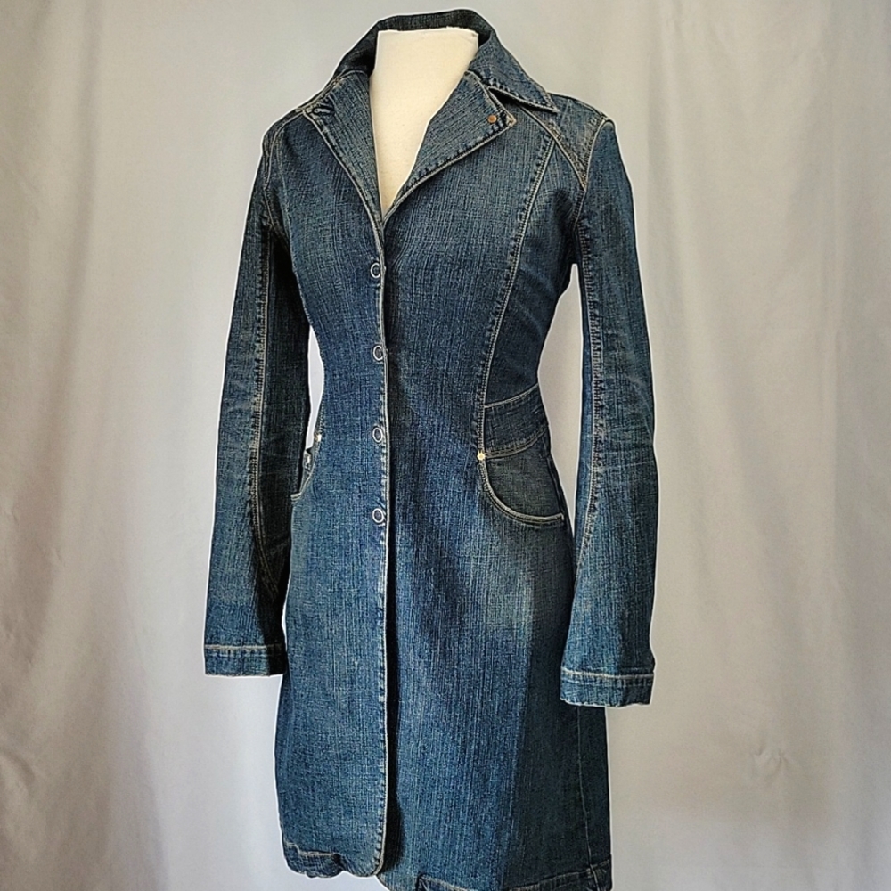 AG Adriano Goldschmied Long Denim Blazer Size Medium - Picture 2 of 14